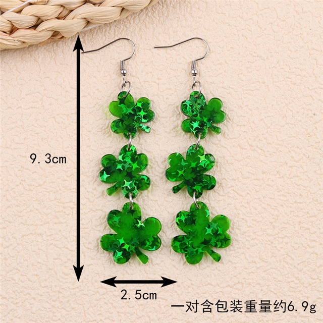 acrylic st patrick day four leaf acrylic earrings