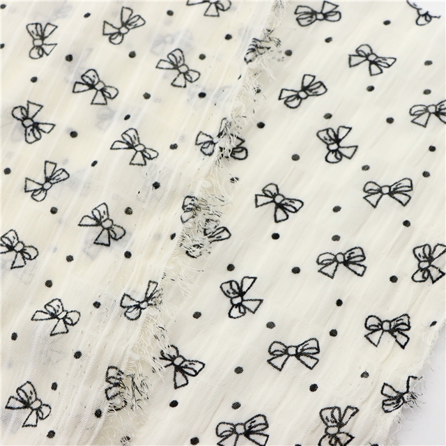 wrinkled watermark dot bow chiffon fabric