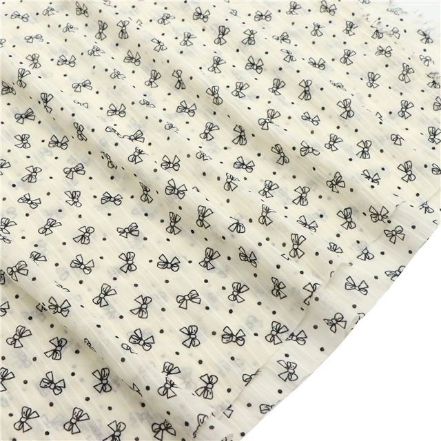 wrinkled watermark dot bow chiffon fabric