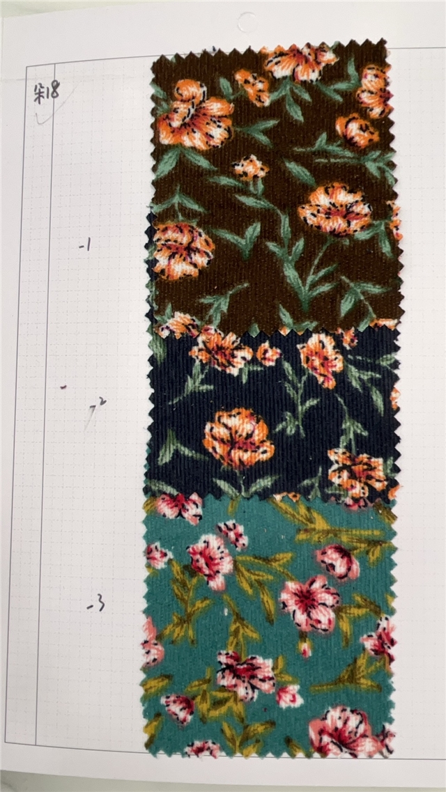 flower printed corduroy fabric