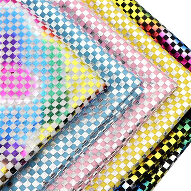 laser hot stamping silver checkerboard fabric