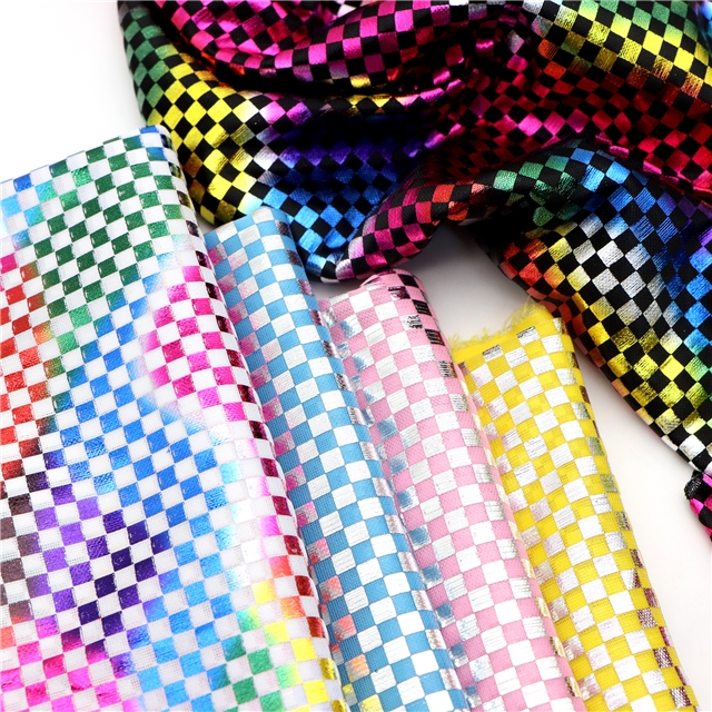 laser hot stamping silver checkerboard fabric