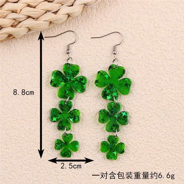 acrylic st patrick day four leaf acrylic earrings