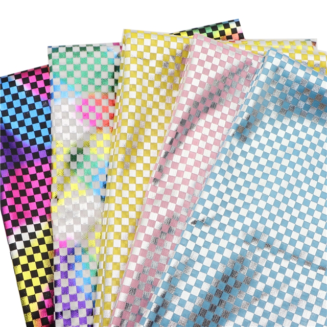 laser hot stamping silver checkerboard fabric
