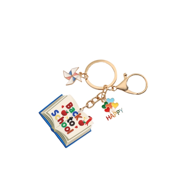 back to school wooden keychain pendant
