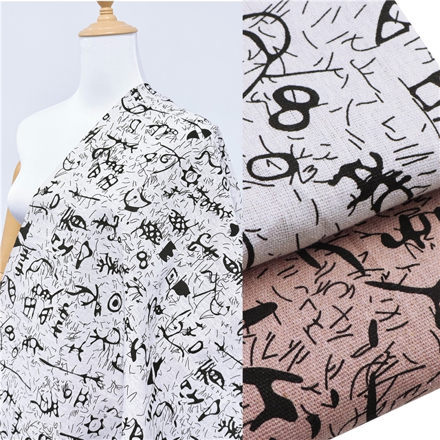 ancient style nail bone printing cotton and linen fabric
