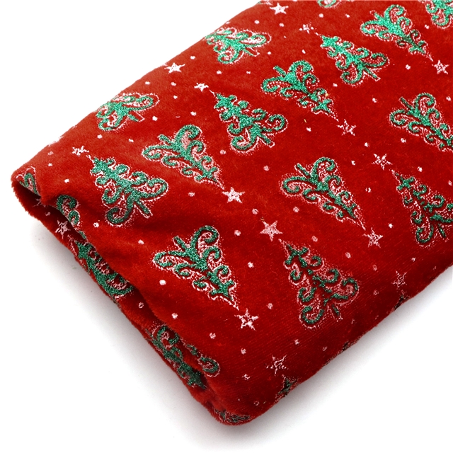 star glitter christmas tree velvet fabric red,50*150cm(19.7*59.1