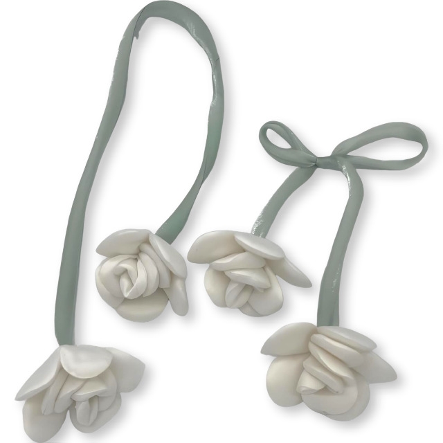 fabric fabric double ended flower bud three-dimensional rose jewelry accessories white,45cm(17.7