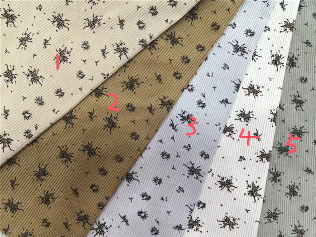 floral printed corduroy fabric