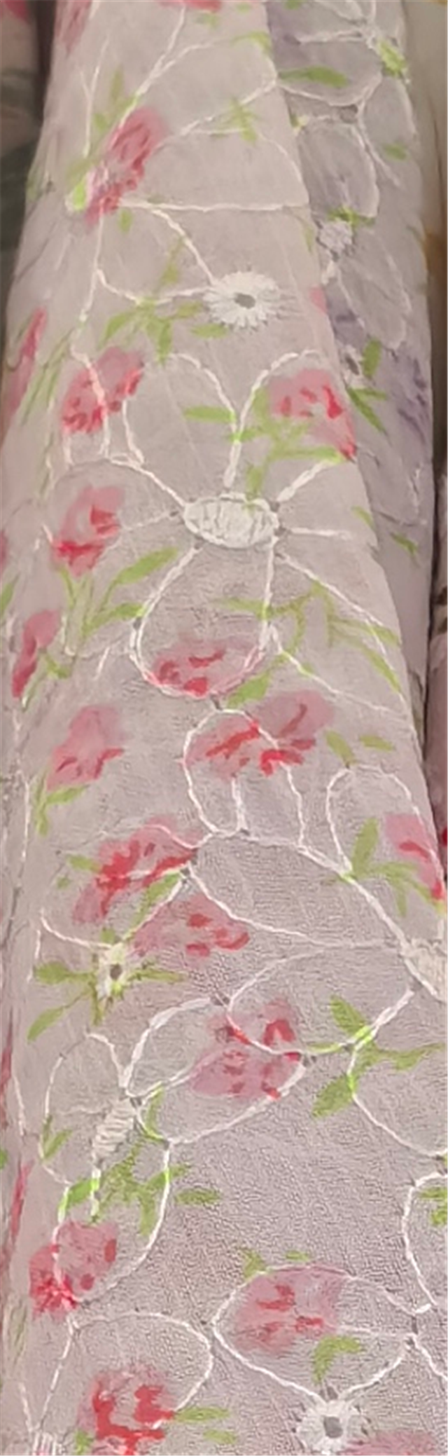 embroidery flower printed chiffon fabric