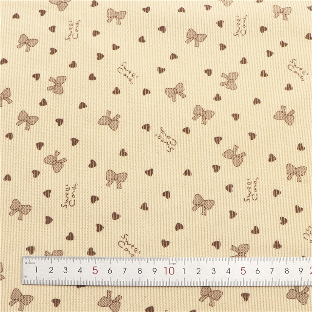 heart bow printed corduroy fabric