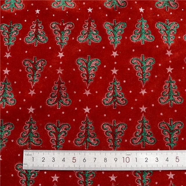 star glitter christmas tree velvet fabric red,50*150cm(19.7*59.1