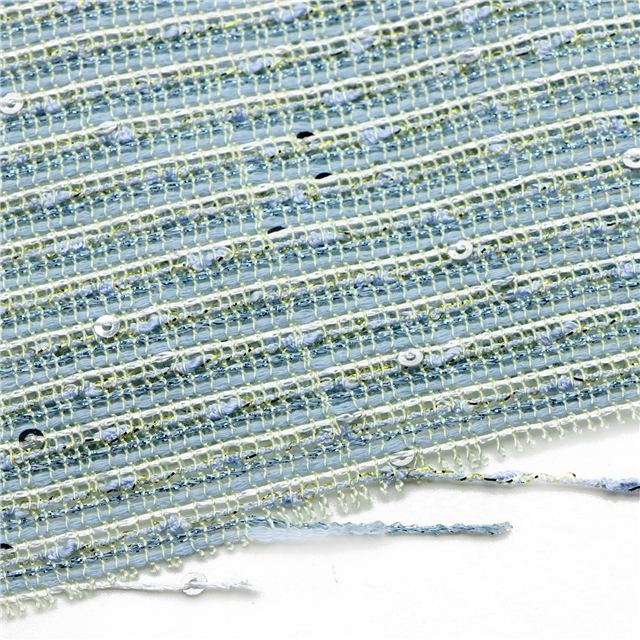 golden sequin coarse woven hollow out small fragrant fabric 2#blue,50*147cm(19.7*57.9