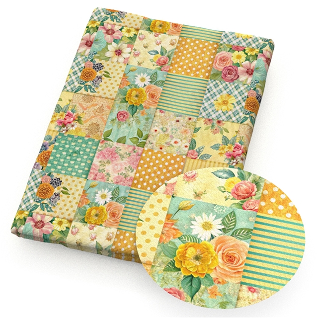 polyester cotton checkered flower series polyester cotton fabric set (10 pcs/set) polyester cotton fabric,50*45cm(19.7*17.7