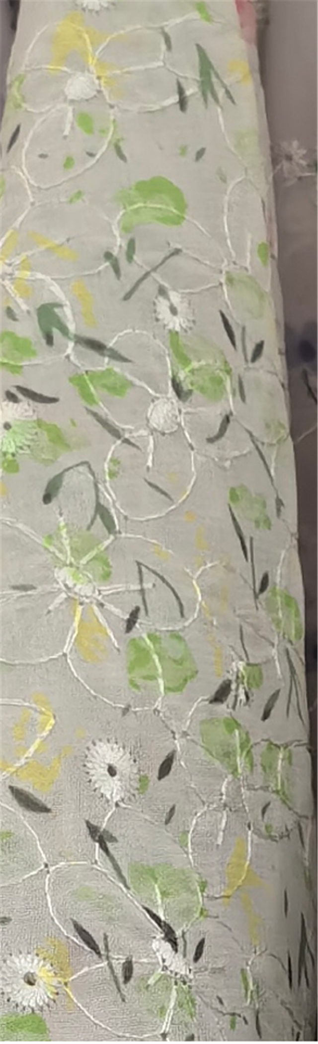 embroidery flower printed chiffon fabric