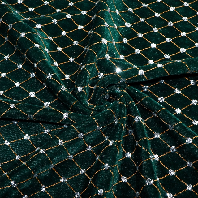 diamond patterned glitter velvet fabric