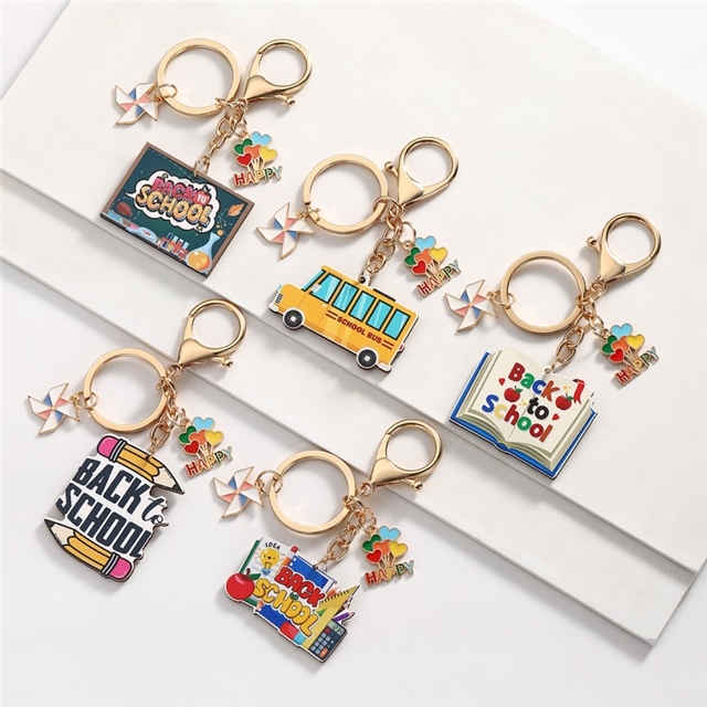 back to school wooden keychain pendant
