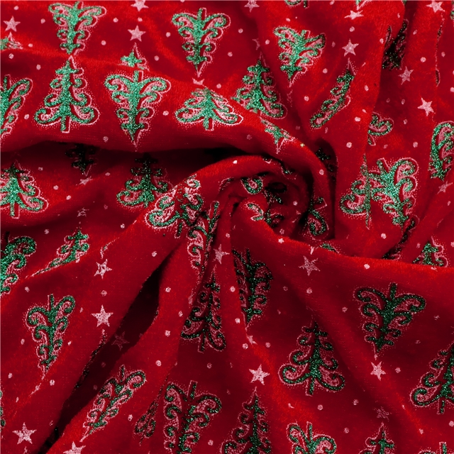 star glitter christmas tree velvet fabric red,50*150cm(19.7*59.1