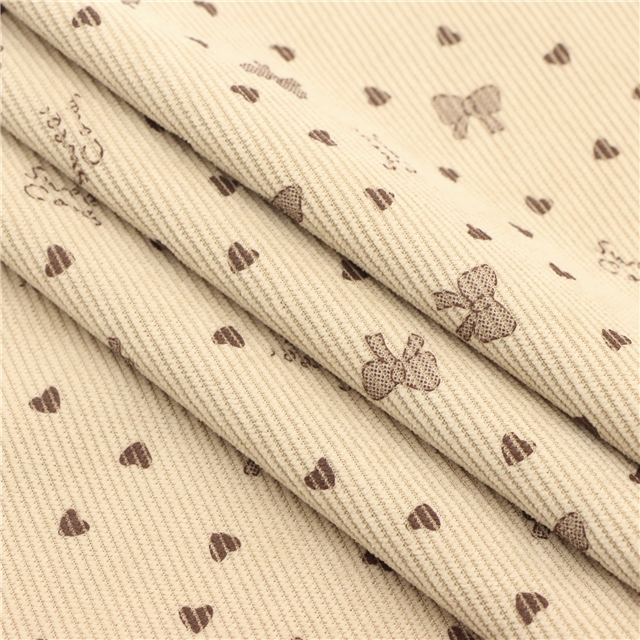heart bow printed corduroy fabric