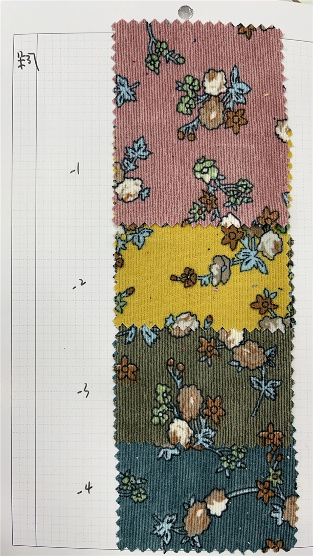 floral printed corduroy fabric