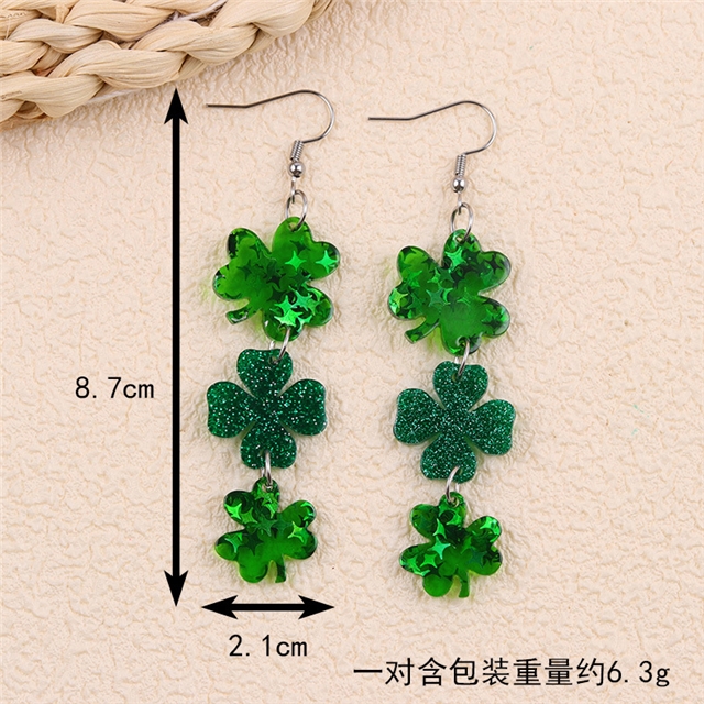 acrylic st patrick day four leaf acrylic earrings