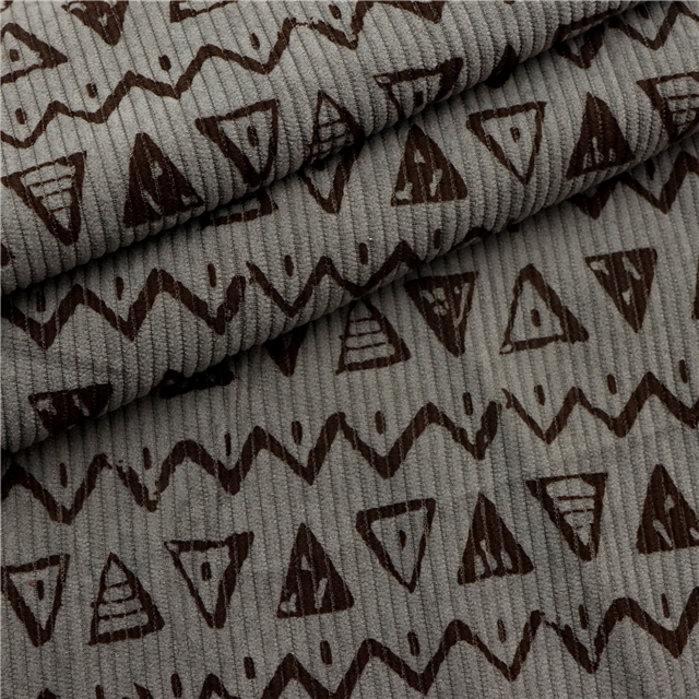 geometric pattern printed corduroy fabric