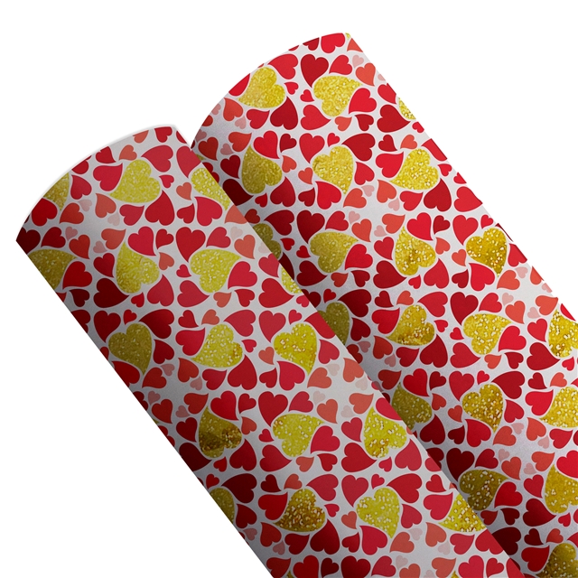 self printed gold foil faux leather fabric