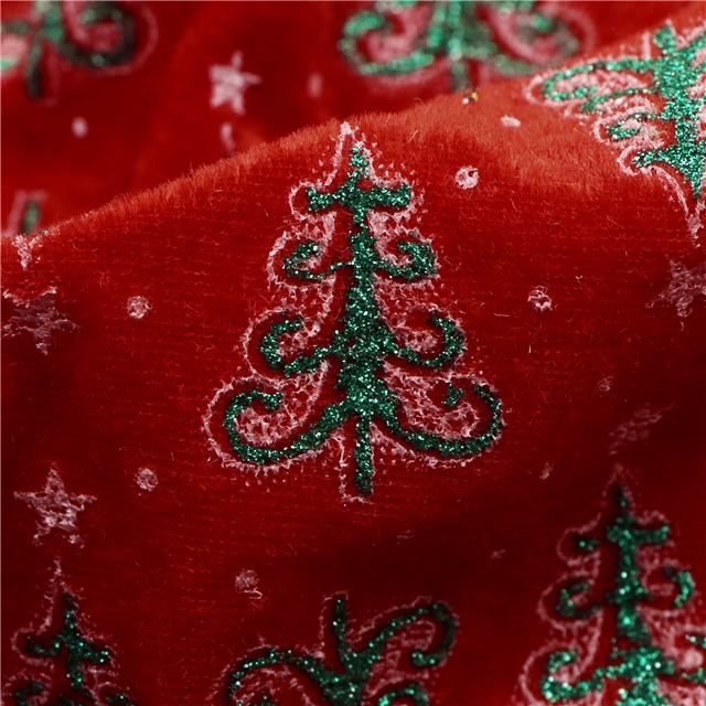 star glitter christmas tree velvet fabric red,50*150cm(19.7*59.1