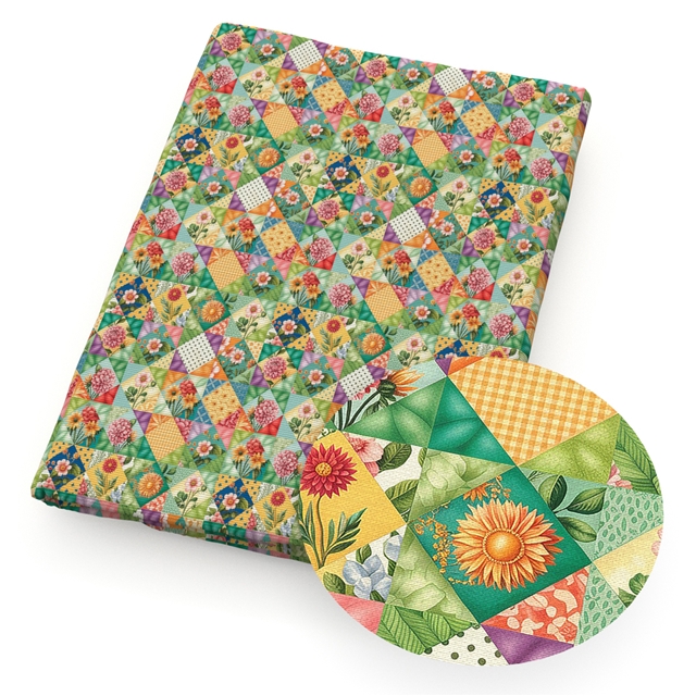 polyester cotton checkered flower series polyester cotton fabric set (10 pcs/set) polyester cotton fabric,50*45cm(19.7*17.7