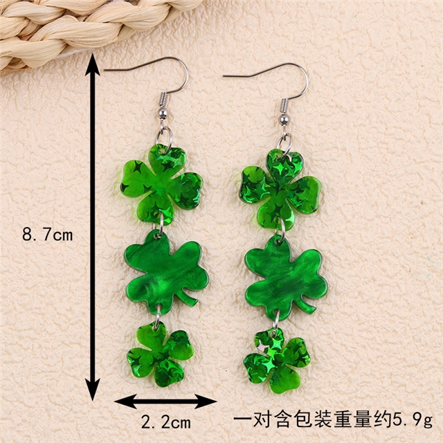 acrylic st patrick day four leaf acrylic earrings
