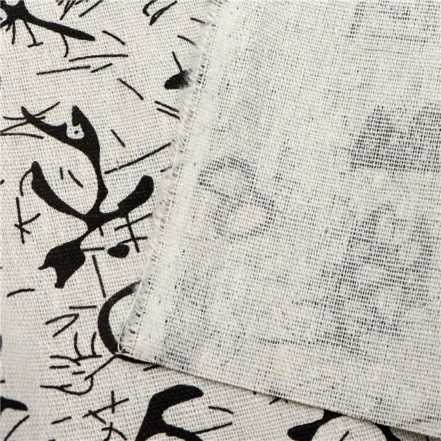 ancient style nail bone printing cotton and linen fabric
