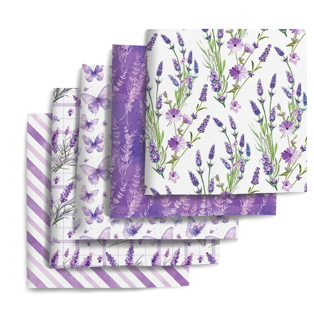 polyester cotton lavender series polyester cotton fabric set (5 pcs/set)