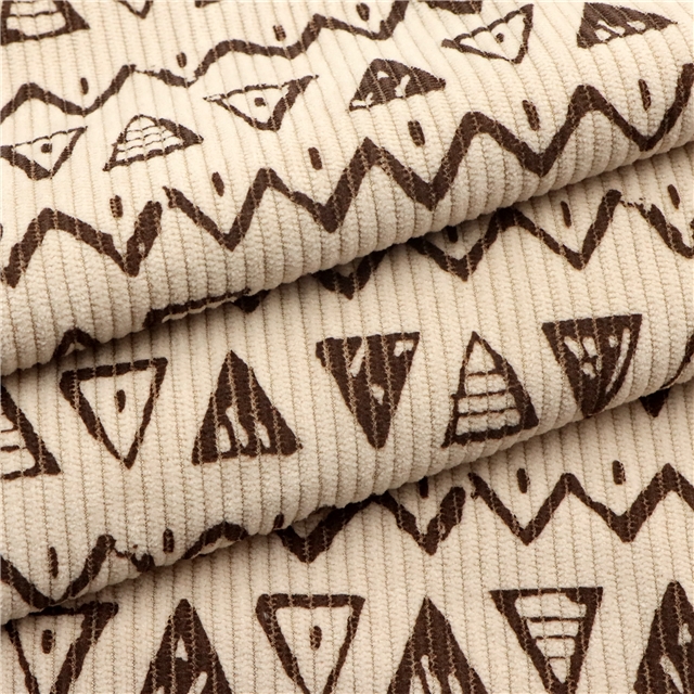 geometric pattern printed corduroy fabric