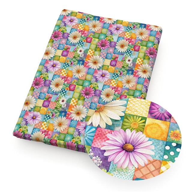 polyester cotton checkered flower series polyester cotton fabric set (10 pcs/set) polyester cotton fabric,50*45cm(19.7*17.7