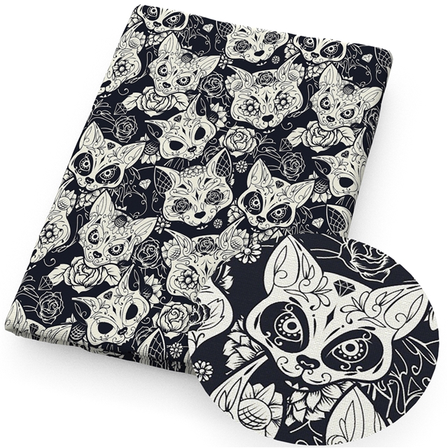 polyester cotton palm cat series polyester cotton fabric set (4 pcs/set) polyester cotton fabric,50*45cm(19.7*17.7