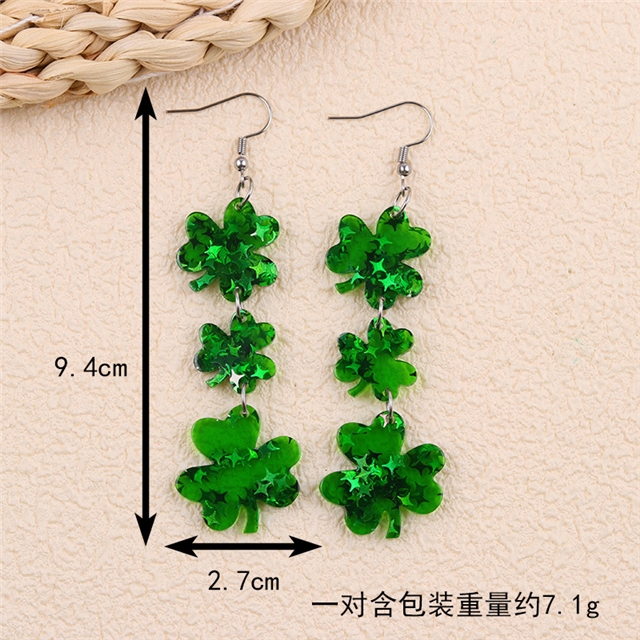 acrylic st patrick day four leaf acrylic earrings