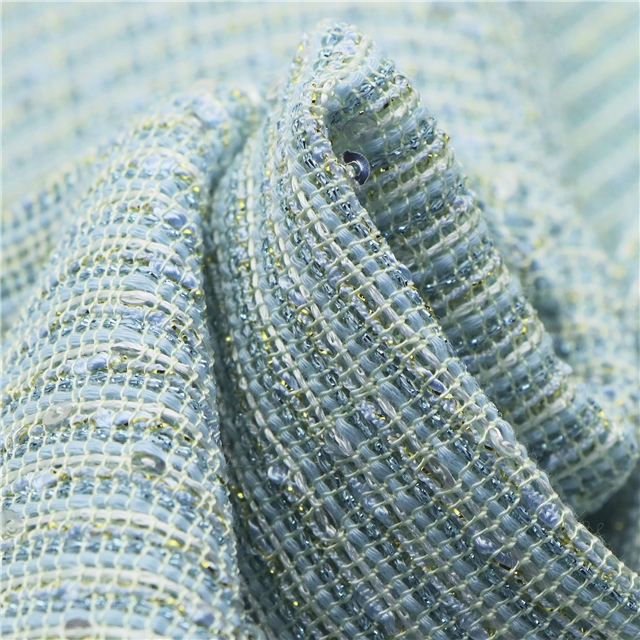 golden sequin coarse woven hollow out small fragrant fabric 2#blue,50*147cm(19.7*57.9
