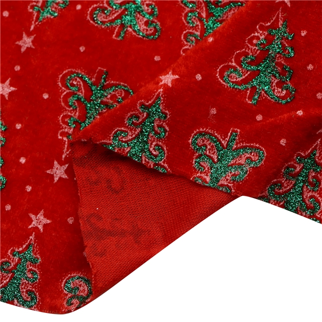 star glitter christmas tree velvet fabric red,50*150cm(19.7*59.1