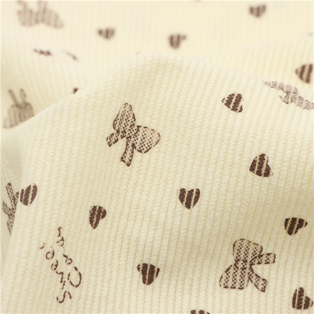 heart bow printed corduroy fabric