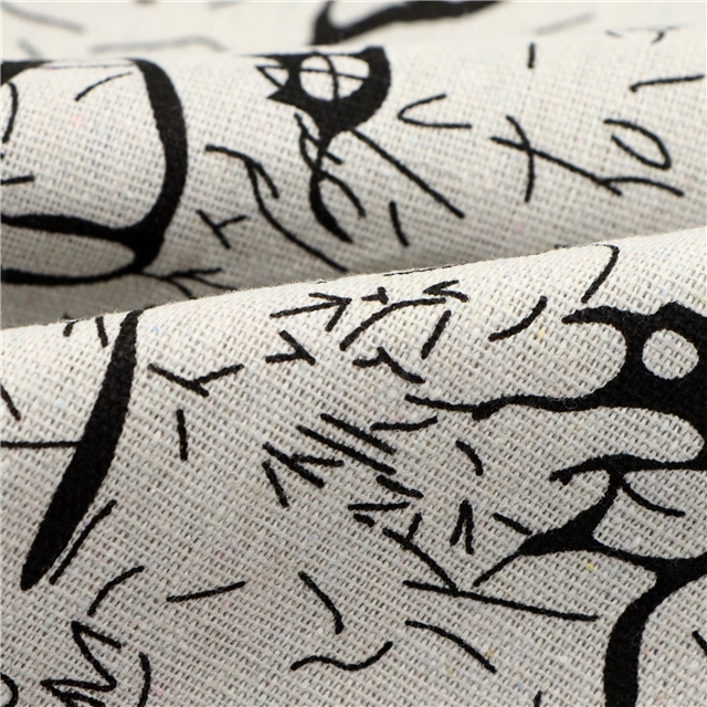 ancient style nail bone printing cotton and linen fabric