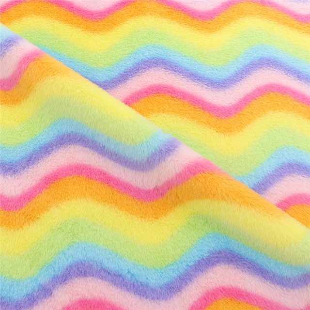 rainbow wave rabbit fur fabric