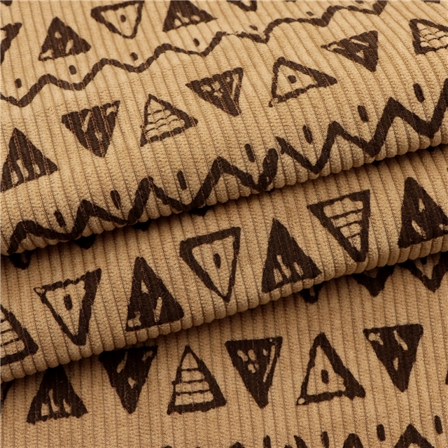 geometric pattern printed corduroy fabric