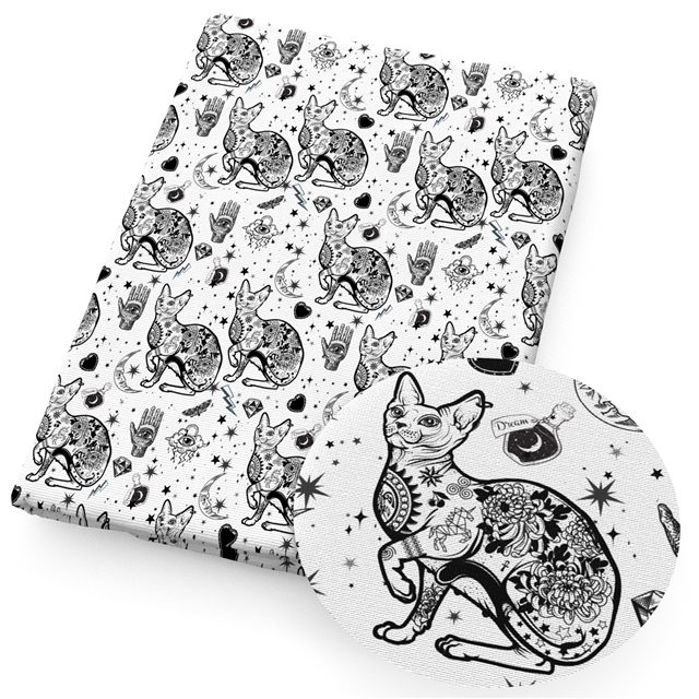 polyester cotton palm cat series polyester cotton fabric set (4 pcs/set) polyester cotton fabric,50*45cm(19.7*17.7