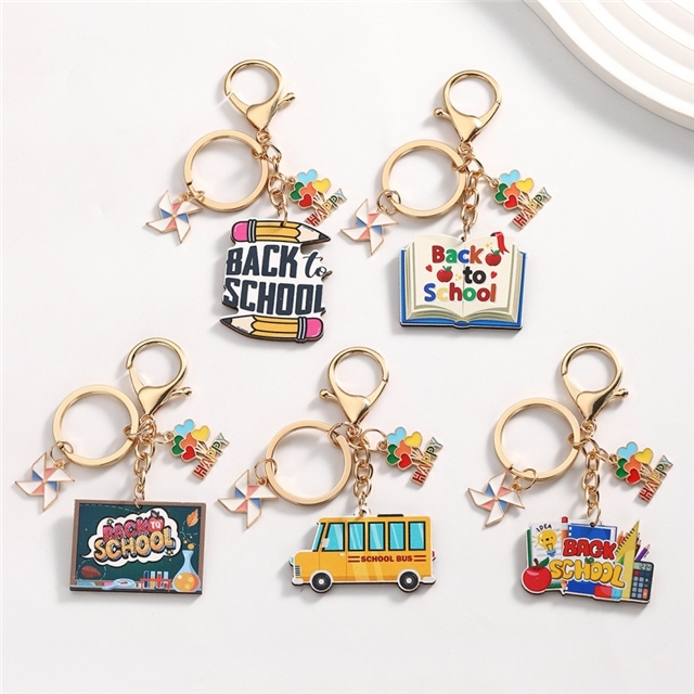 back to school wooden keychain pendant