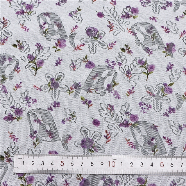 printed hollow the whale leaf flower lace fabric