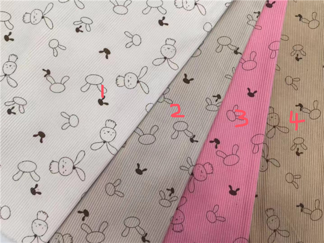 rabbit printed corduroy fabric