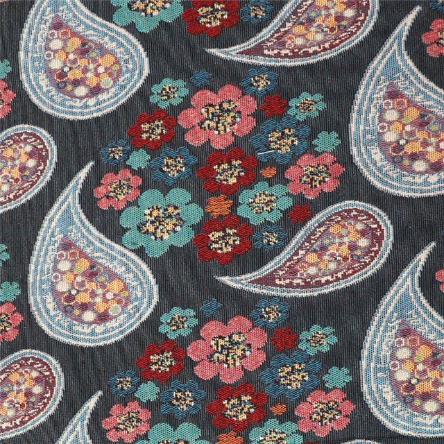 cashew flower polyester cotton yarn dyed jacquard fabric