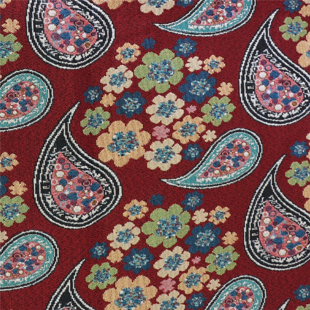 cashew flower polyester cotton yarn dyed jacquard fabric
