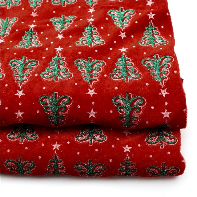 star glitter christmas tree velvet fabric red,50*150cm(19.7*59.1