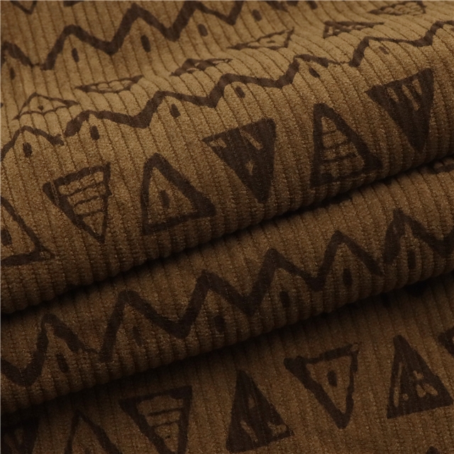 geometric pattern printed corduroy fabric